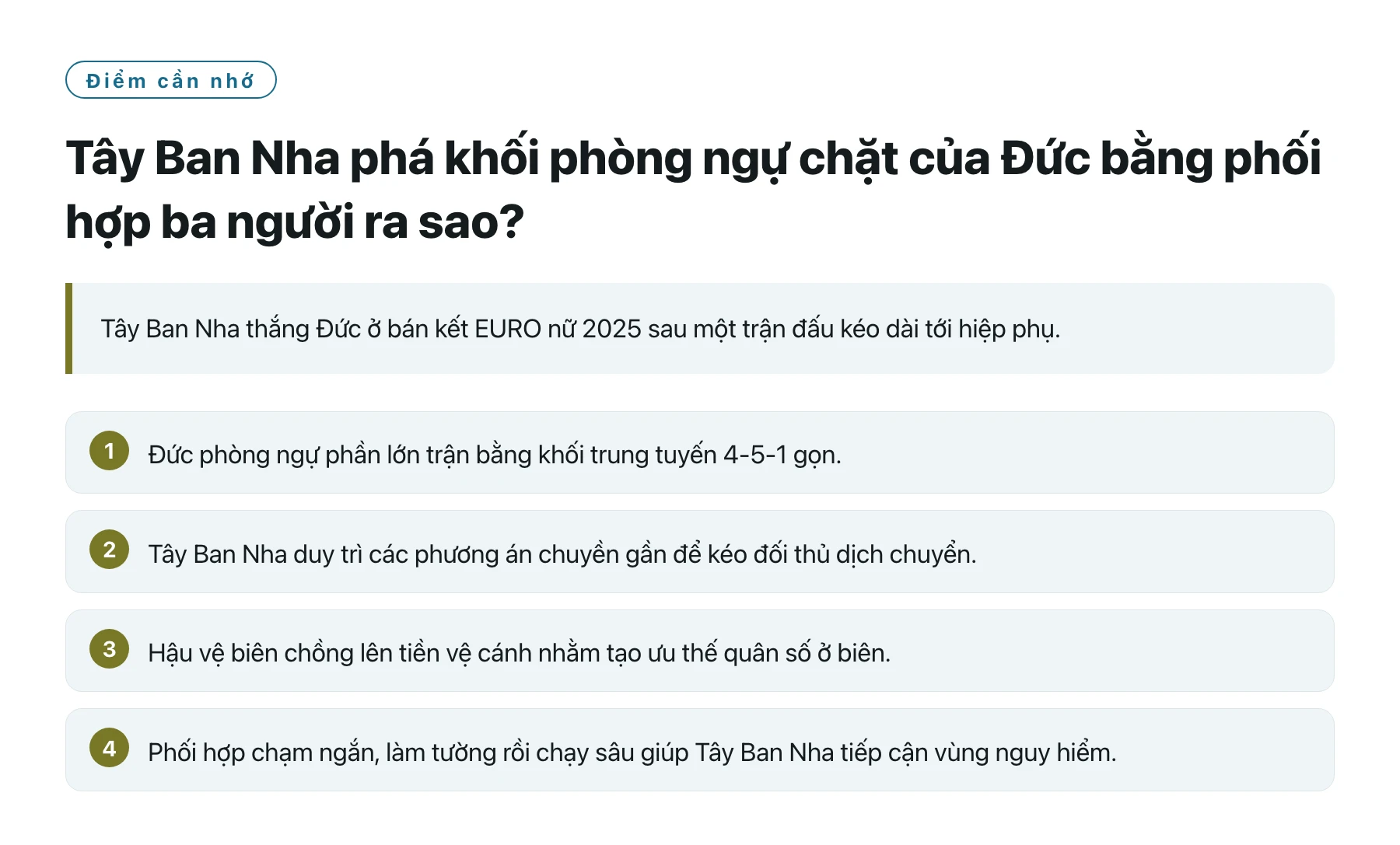 Tây Ban Nha phá khối phòng ngự chặt của Đức bằng phối hợp ba người ra sao?——全文要点速览